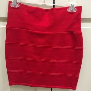Red Ribbed Skirt